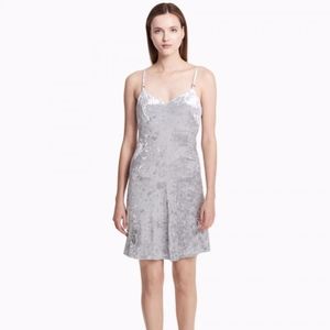 Calvin Klein crushed velvet silver cocktail dress